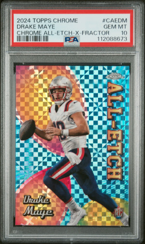 2024 Topps Chrome Chrome All-Etch Drake Maye Chrome All-Etch-X-Fractor