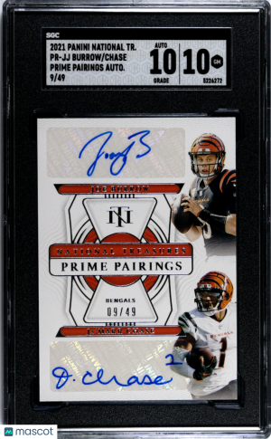 2021 Panini National Treasures Chase Burrow #PR-JJ Prime Pairings Autograph 49 SGC 10 Auto 10